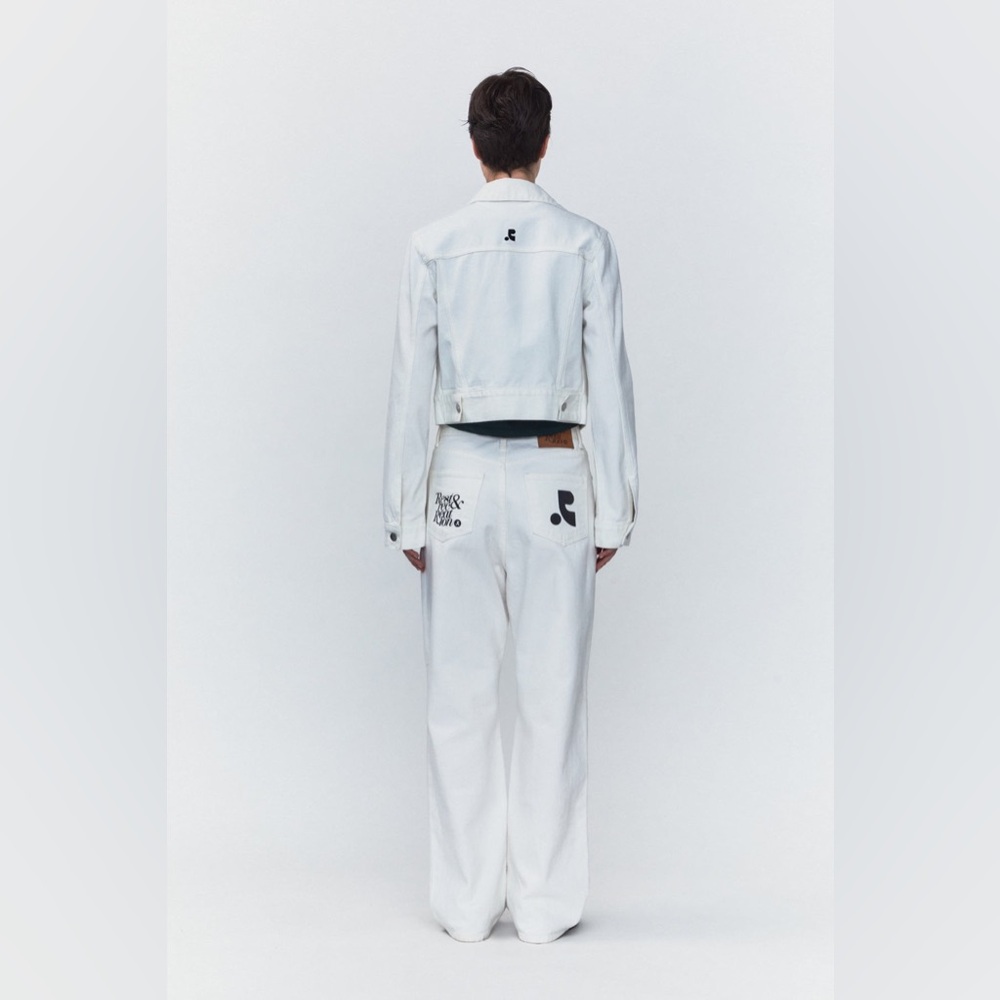 REST&RECREATION RR WIDE High Waist JEANS - WHITE Unisex Made In Korea Size S - Picture 1 of 8